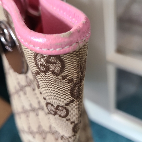 Vintage Gucci Monogram Canvas Shoulder bag- Medium- Signature canvas with pink - Picture 5 of 9